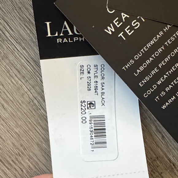 Ralph Lauren Black Puffer Jacket with Gold Zipper - Picture 6 of 6